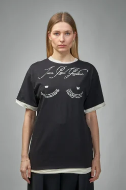 Jean Paul Gaultier Cotton Asymetric T-Shirt Printed ''Tattoo" - LABELS