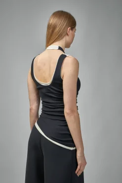 Jean Paul Gaultier Cotton Ribbed Twisted Double Layer Tank Top - LABELS