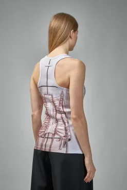 Jean Paul Gaultier Cotton Ribbed Tank Top Printed ''Trompe L'Ceil Corset'' - LABELS