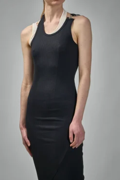Jean Paul Gaultier Cotton Ribbed Twisted Double Layer Sleeveless Dress - LABELS