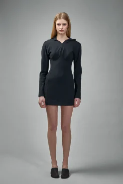 Jean Paul Gaultier Crepe Jersey Backless Shirt Dress with Hood - LABELS