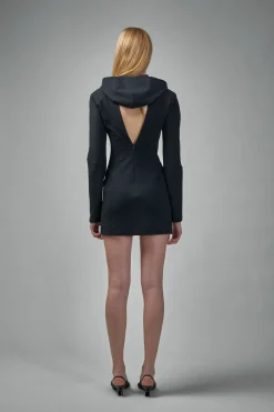 Jean Paul Gaultier Crepe Jersey Backless Shirt Dress with Hood - LABELS
