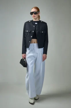 Jean Paul Gaultier Crop Baby Tee with ''GAULTIER'' Patch - LABELS