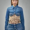 Jean Paul Gaultier Denim Cropped Jacket With Topstitching Details On Cups - LABELS