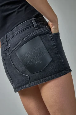 Jean Paul Gaultier Denim Mini Skirt with Leather Pocket - LABELS