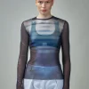 Jean Paul Gaultier Mesh Long Sleeve Top Printed ''LE MÂLE'' - LABELS