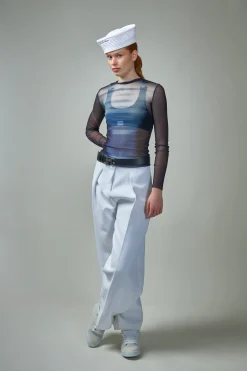 Jean Paul Gaultier Mesh Long Sleeve Top Printed ''LE MÂLE'' - LABELS