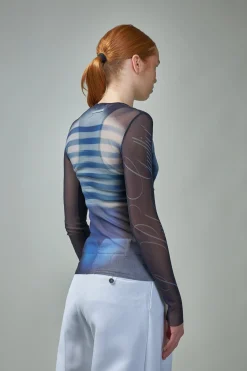 Jean Paul Gaultier Mesh Long Sleeve Top Printed ''LE MÂLE'' - LABELS