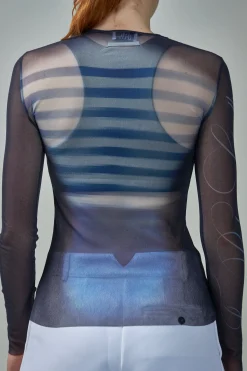 Jean Paul Gaultier Mesh Long Sleeve Top Printed ''LE MÂLE'' - LABELS