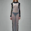 Jean Paul Gaultier The Long Bi-Material Marinière Dress - LABELS