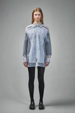 Jean Paul Gaultier The Petit Grand Pinstripe Body Morphing Shirt - LABELS
