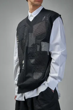 Junya Watanabe MAN Mended Patchwork Wool Vest - LABELS