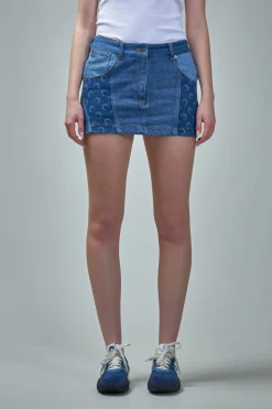 Marine Serre Regenerated Denim Mini Skirt - LABELS