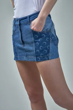 Marine Serre Regenerated Denim Mini Skirt - LABELS