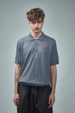 PLAY Comme des Garçons Polo -Neck Short Sleeve Knit grey - LABELS