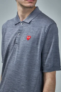 PLAY Comme des Garçons Polo -Neck Short Sleeve Knit grey - LABELS