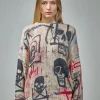 R13 Printed Oversized Sweater Skull Graffiti Print - LABELS