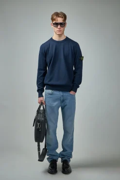 Stone Island Crewneck Sweater with Ribbing - LABELS