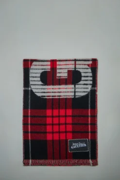 Tartan Wool Scarf with ''Gaultier '' Logo - LABELS
