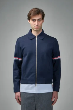 Thom Browne Jersey Stitch Loop Back Bonded Zip Up Jacket - LABELS