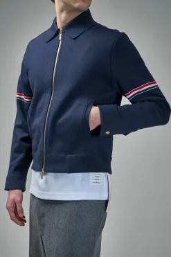 Thom Browne Jersey Stitch Loop Back Bonded Zip Up Jacket - LABELS