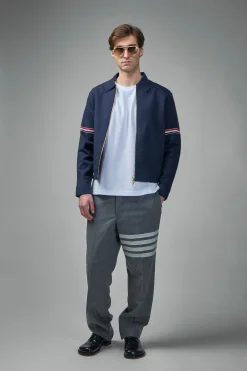 Thom Browne Jersey Stitch Loop Back Bonded Zip Up Jacket - LABELS