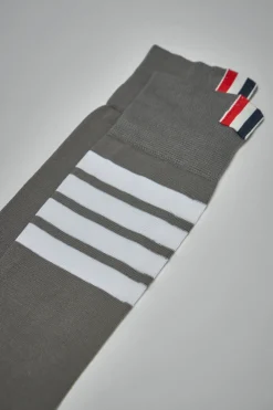 Thom Browne Mid Calf Socks W/ 4Bar In Lightweight Cotton - LABELS
