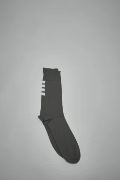 Thom Browne Mid Calf Socks W/ 4Bar In Lightweight Cotton - LABELS