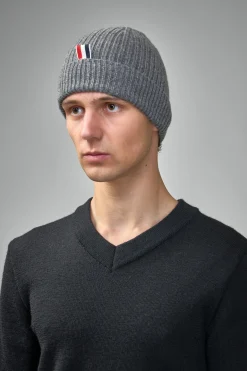 Thom Browne Rib Hat W/ 4 Bar Stripe In Cashmere - LABELS