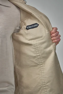 TOM FORD Brushed Cotton Satin Stand Collar Outershirt - LABELS