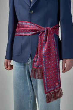 Valentino Chamber Silk Bandeau Scarf with Fringe - LABELS