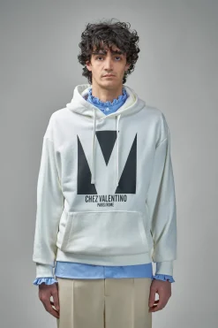Valentino Cotton Hooded Sweatshirt with Chez Valentino Print - LABELS