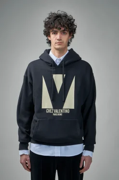 Valentino Cotton Hooded Sweatshirt with Chez Valentino Print - LABELS