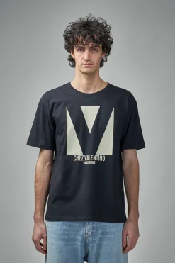 Valentino Cotton T-Shirt with Chez Valentino Print - LABELS