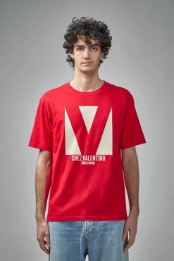 Valentino Cotton T-Shirt with Chez Valentino Print - LABELS