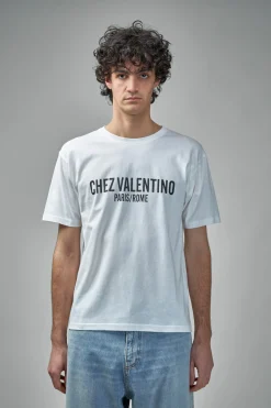 Valentino Cotton T-Shirt with Chez Valentino Print - LABELS