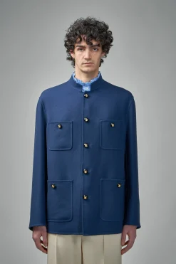 Valentino Double Wool Jacket with Mandarin Collar - LABELS