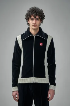 Valentino High-Neck Chenille Sweatshirt with Zip and Patch - LABELS