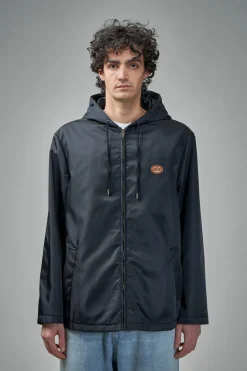 Valentino Nylon Hooded Windbreaker with V-Logo Patch - LABELS