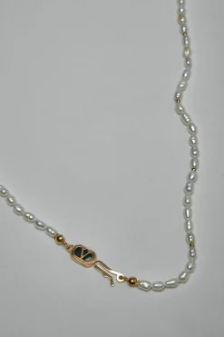 Valentino Ovalette Necklace in Metal, Pearls and Enamel - LABELS