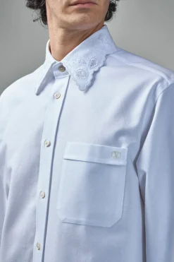 Valentino Oxford Shirt with Camicia Maniche Lunghe Embroideries - LABELS