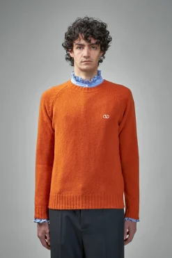 Valentino Shetland Wool Crewneck Jumper with Vlogo Embroidery - LABELS