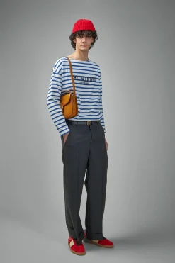 Valentino Striped Cotton T-Shirt with Chez Valentino Print - LABELS