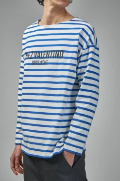Valentino Striped Cotton T-Shirt with Chez Valentino Print - LABELS