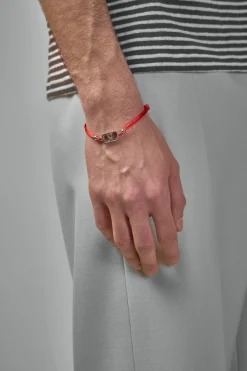 Valentino V-Logo Signature Cotton Bracelet red, silver - LABELS