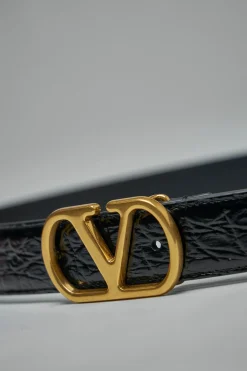 Valentino V-Logo Signature Crocodile Belt - LABELS