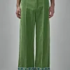 Valentino Washed Cotton-Linen Velvet Trousers with Jacquard Hems - LABELS