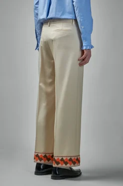Valentino Wool Gabardine Trousers with Jacquard Hem - LABELS