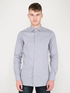 Xacus Business Tailor Fit Stretch Shirt blue grey - LABELS