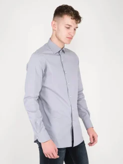 Xacus Business Tailor Fit Stretch Shirt blue grey - LABELS